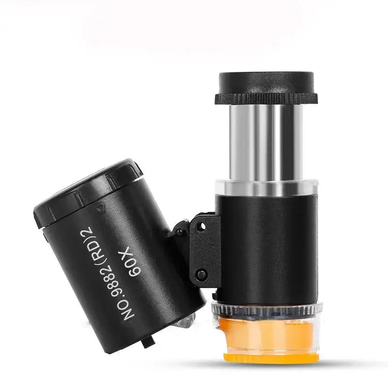 60X Mini Pocket Microscope LED UV Jewelry Loupe Magnifier