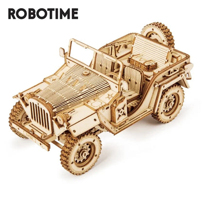 3D Wooden Puzzle Montessori Toys Steam Train, Army Jeep, Heavy Truck Model Building