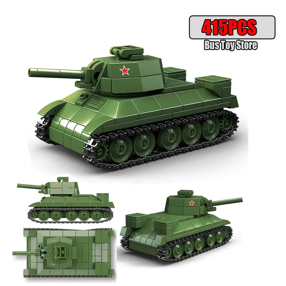 Soviet series BT-7 fast tank early version Military Series WW2 Tank Building Blocks  Bricks Model Set Toys For s Gifts