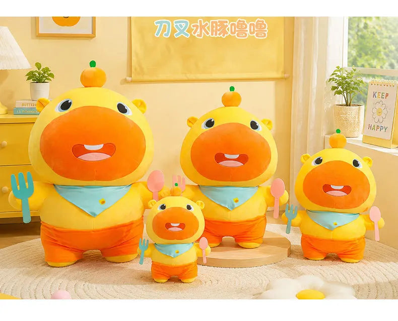 Capybara Lulu Plush Toy With Fork Spoon Soft Stuffed Animal
