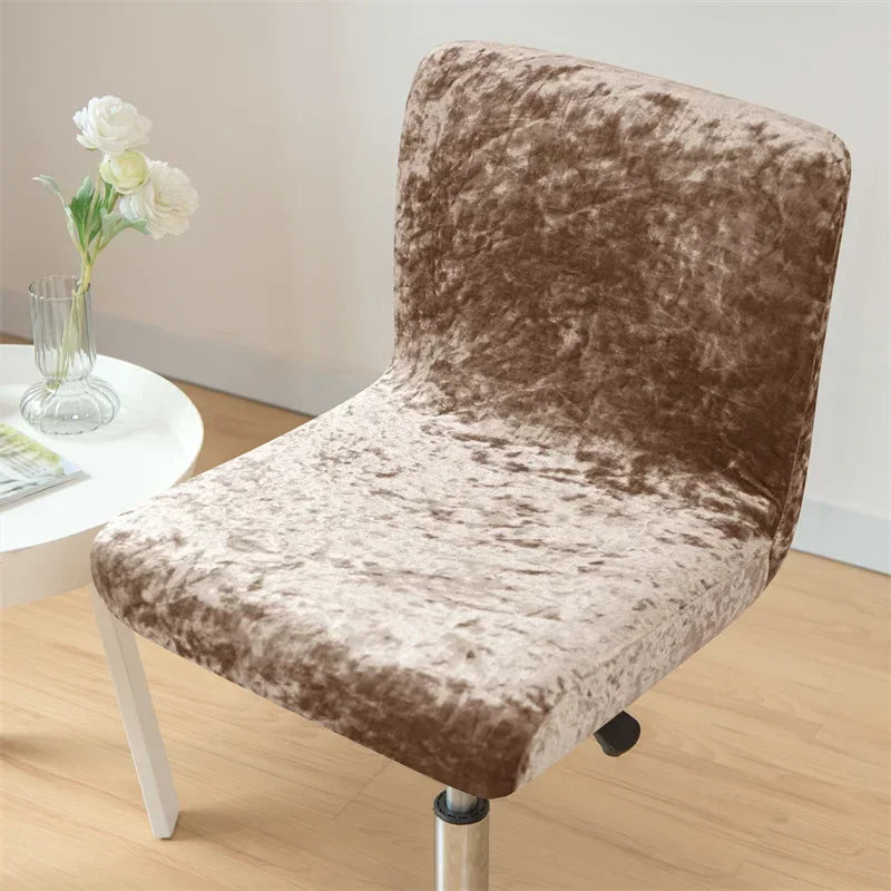 1PC Shiny Velvet Short Bar Chair Covers Stretch Back Bar Stool Covers Small Size Dining Barstool Slipcovers Party Banquet Decor