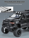 ﻿1:32 Dodge Tyrannosaurus Rex RAM 1500 TRX 6*6 Warlord Alloy Miniature Car Diecast Metal Scale Model Sound ＆ Light Toy Car
