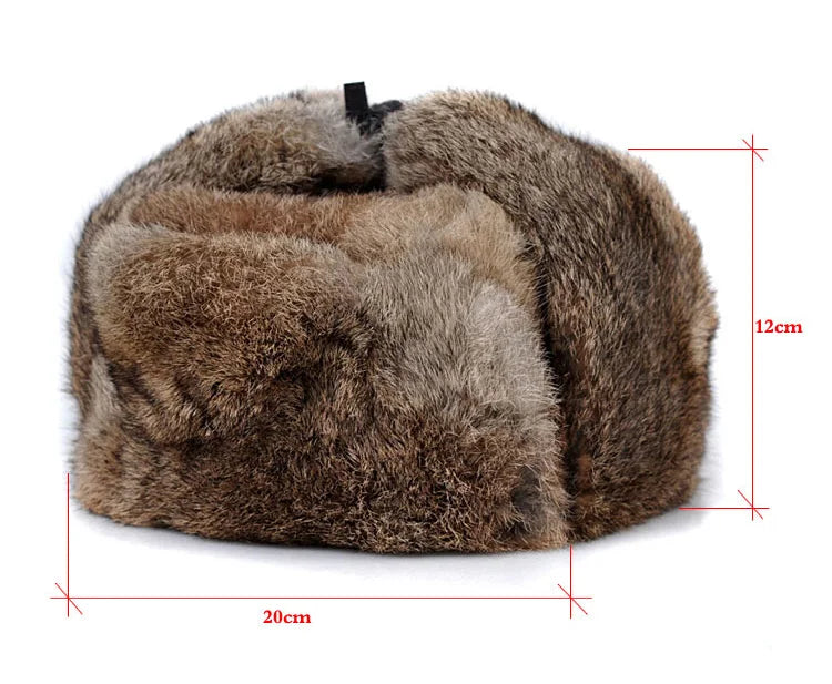 Winter Men Top Real Fur Rabbit Hair Bomber Hat Ear Warm Genuine Marten Head Warm Caps Best Gift For Dad Gorras