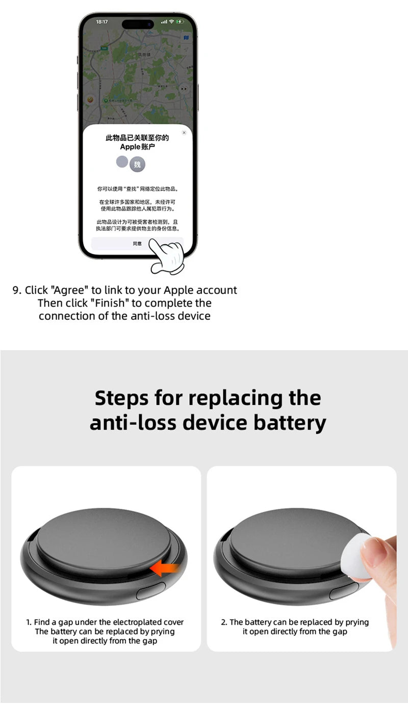 Mini Global Position Systm Tracker Apple Find My Compatible Slim Design Global Location Anti-Lost Device For  Luggage Long Battery Life