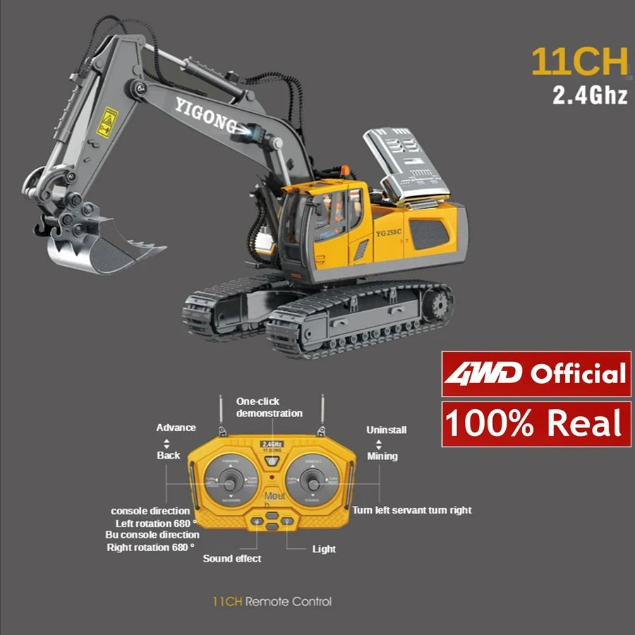 Remote Control Excavator Dump Truck Crawler Bulldozer RC Model Car Toy Alloy Simulation Construction Vehicle Gifts