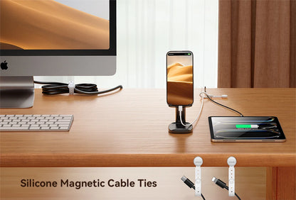 6/12PCS Magnetic Cable Management Ties Wire Organizer 11cm Cable Holder Adjustable Hook & Loop Organizer Straps JR-ZS422