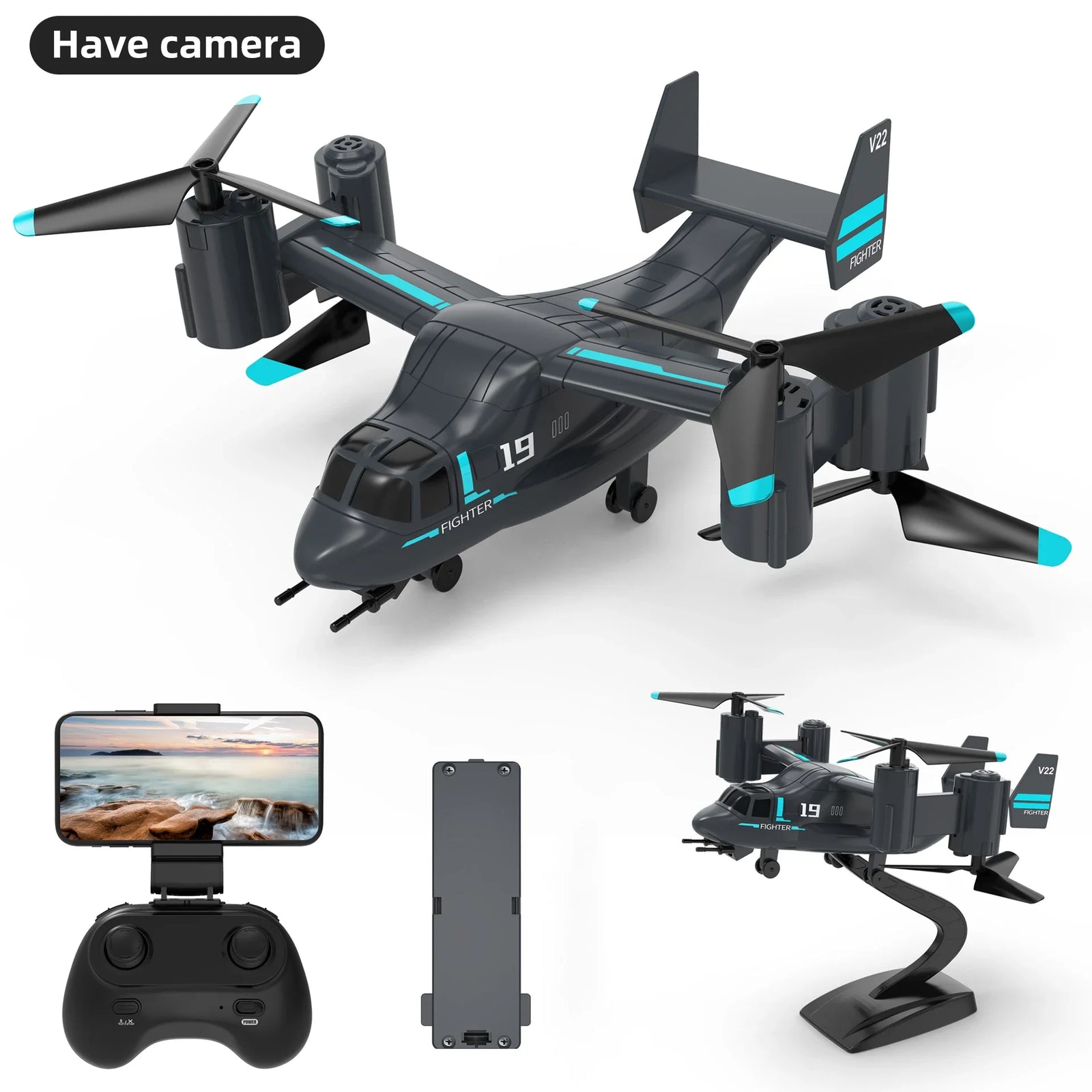 Remote Control Helicopter Drone 480P Camera Fighter UAV Land Air Mode Aircraft Brushless RC Drones for  Plane Toys