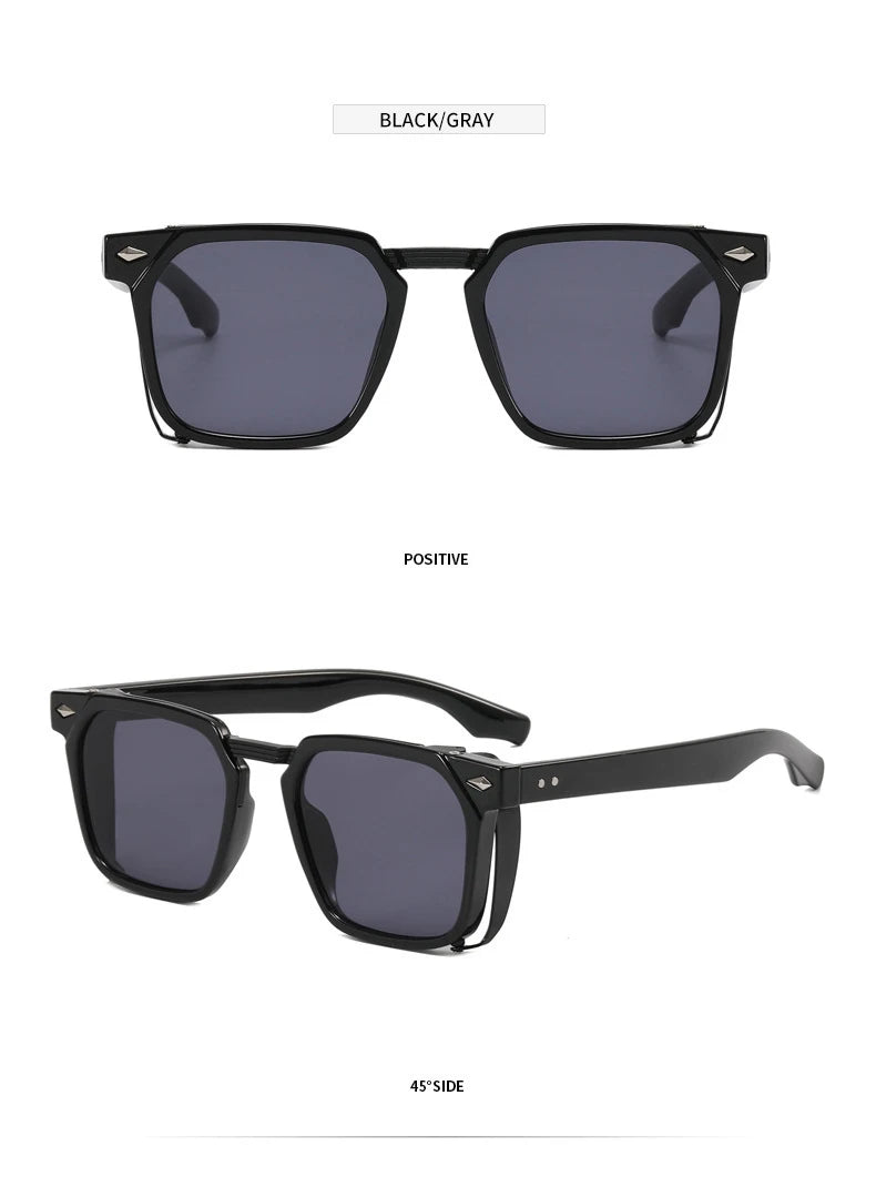 Vintage Square Punk Sunglasses With UV400 Protection
