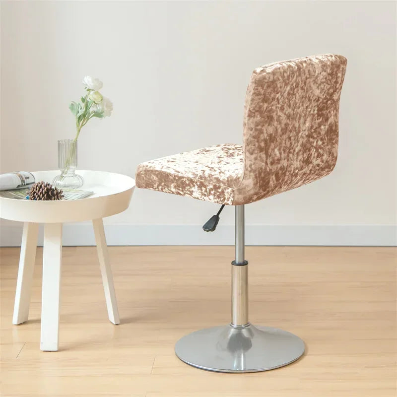 1PC Shiny Velvet Short Bar Chair Covers Stretch Back Bar Stool Covers Small Size Dining Barstool Slipcovers Party Banquet Decor