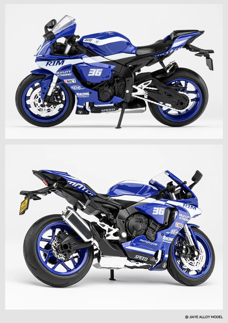 1/12 Yamaha R1M Toy Motorcycle Model Alloy Diecast with Shock Absorption Simulation Scale Motorcycle Model Toys for s Gifts