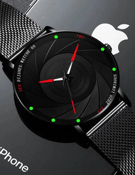 Minimalist Men's Fashion Watches Ultra Thin Stainless Steel Mesh Belt Quartz Wrist Watch Men Casual Leather Clock