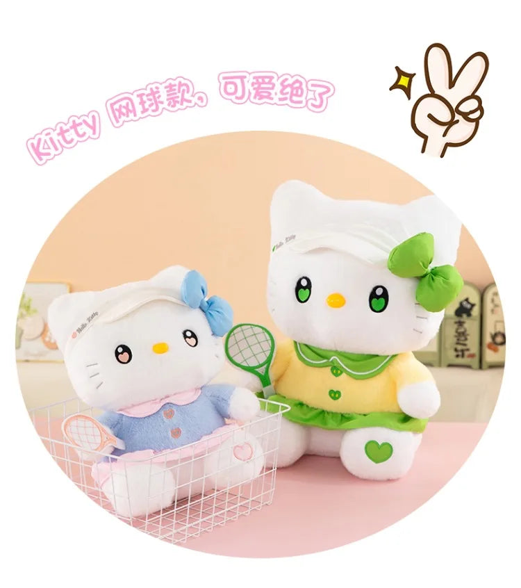 Cute Cat Character Tennis Theme Plush Stuffed Doll Toy