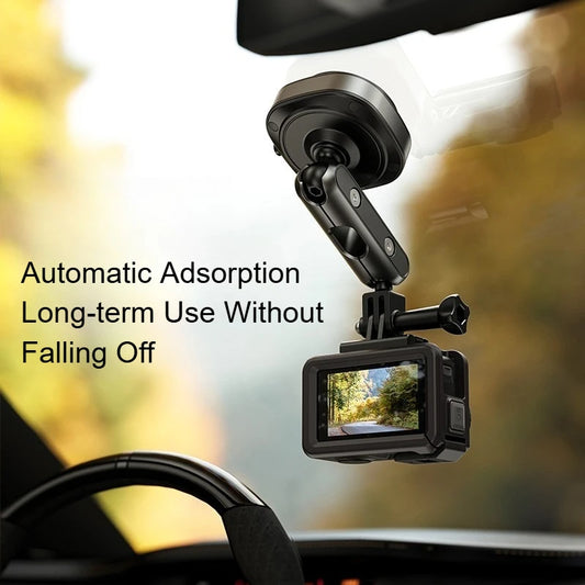 Electric Vacuum Suction Car Action Camera Mount Aluminum Alloy 360 Degree Adjustable Camera Holder for Dashboard and Outdoor Recording