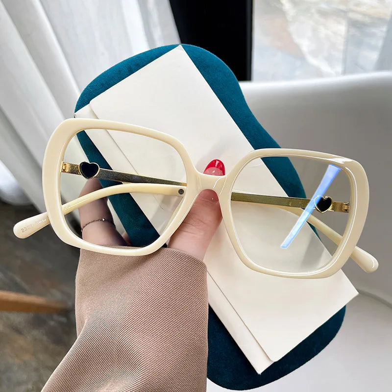 Big Size Woman Eyeglasses Ultra light TR90 White Eyewear Square Full Frame Optical Prescription Frames