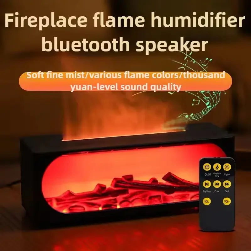 Simulated fireplace charcoal fire humidifier with Bluetooth stereo multifunctional aromatherapy silent fog air humidifier home