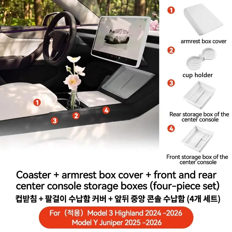 TPE Armrest Cover for Tesla Model Y Juniper Model YL and Model 3 Highland Center Console Protector