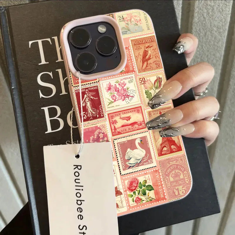 Vibrant Retro Stamp Lichee Design Phone Case For iPhone 17 16 15 14 Pro Max Plus Air 16 Plus 16E Shockproof Cover