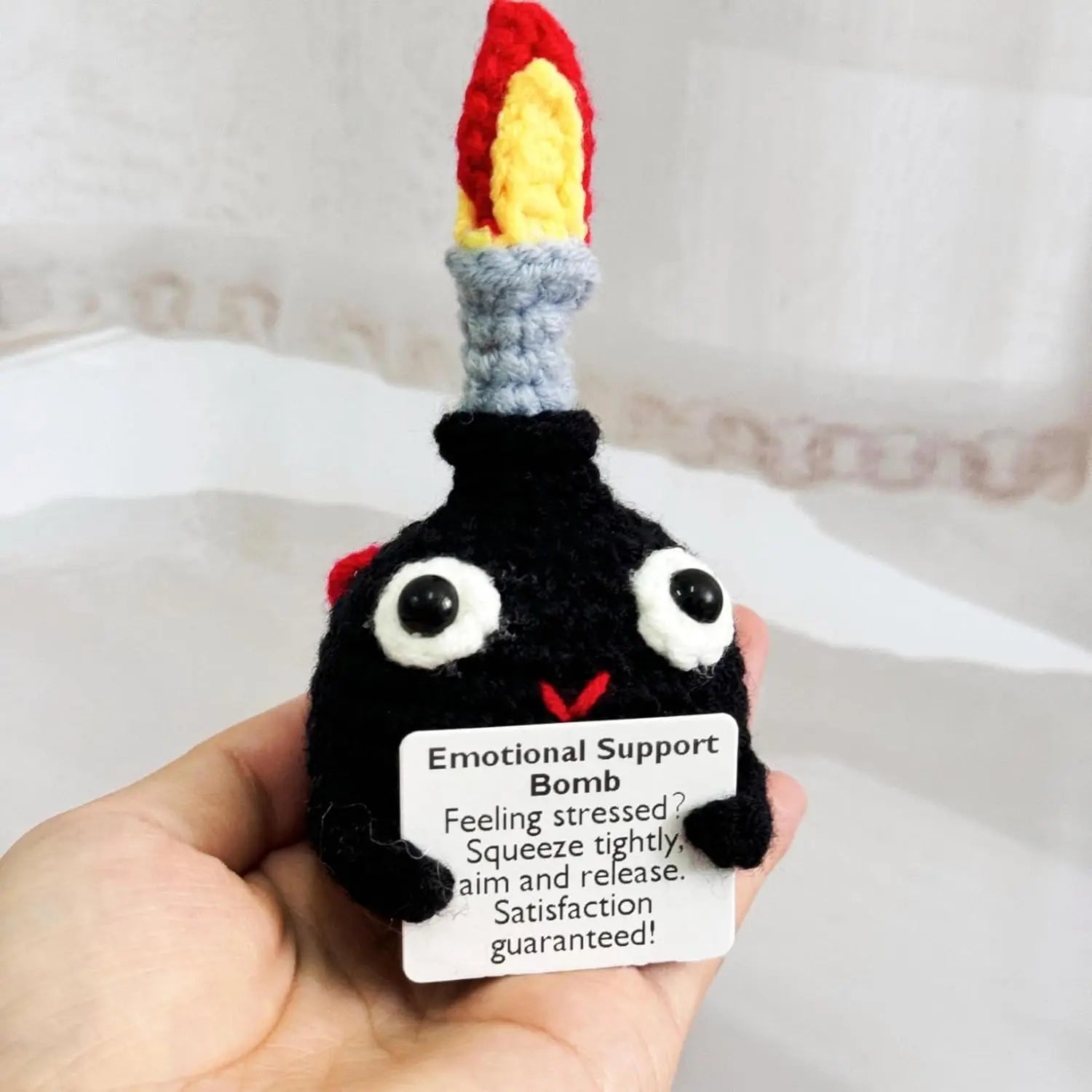 Positive Crochet F-Bomb Dolls With Card Home Room Decoration Handmade Knitted Encouragement Bomb Dolls Christmas Gifts