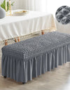Stretch Long Bench Cover with Skirt Seersucker Ottoman Covers Elastic Piano Stool Protector Bedroom Bedside Footrest Slipcovers