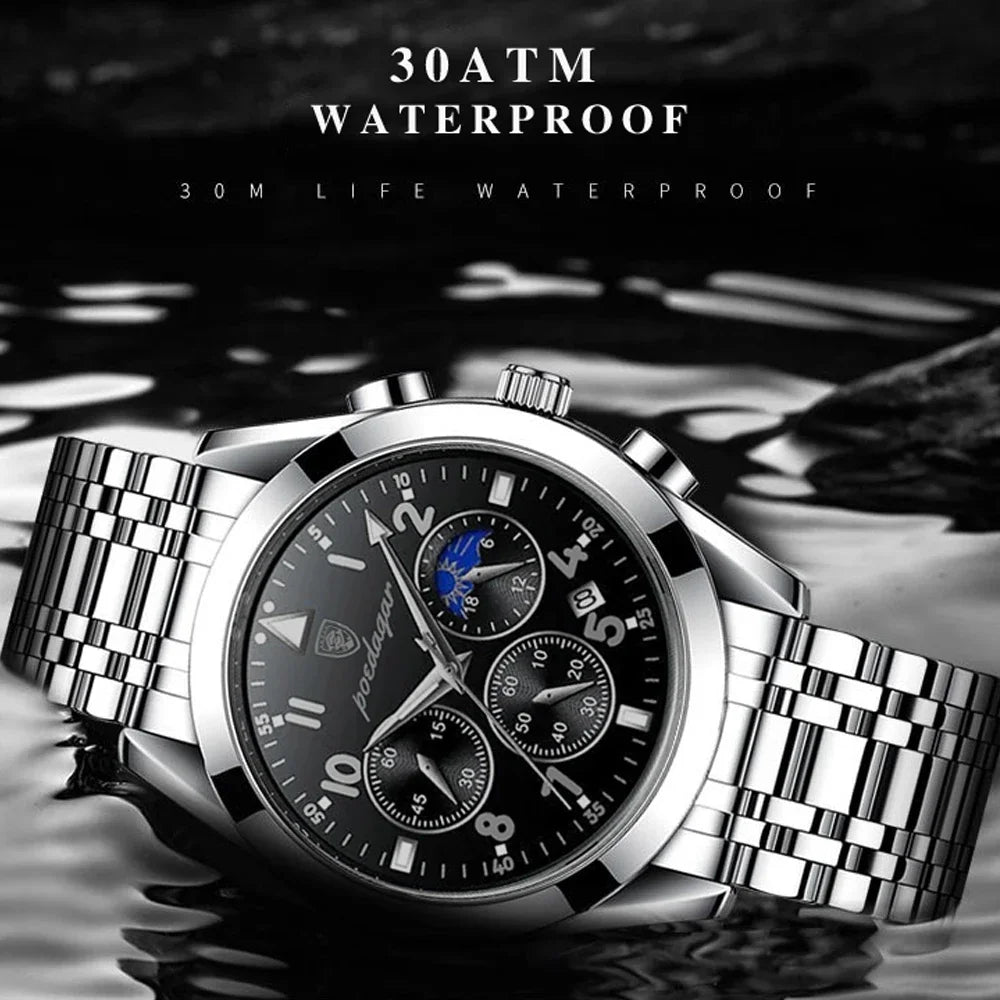 Men Watches Stainless Steel Top Luxury Fashion Business Wristwatch Waterproof Luminous Quartz Watches