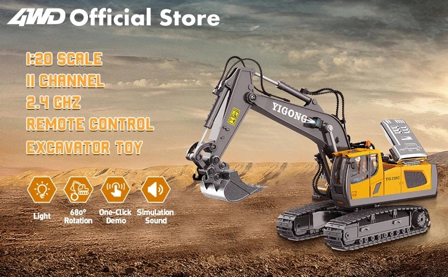 Remote Control Excavator Toy Radio Controlled RC Dump Truck Vehicle Crawler Bulldozer Construction Car Gifts for Boys
