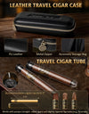 Cigar Humidor, Cedar Wood Cigar Box, Includes Leather Cigar Case, Cigar Tube, Digital Hygrometer and 2 Humidifiers, Gift Set