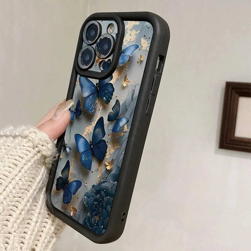 Glow In The Dark Butterfly Design Phone Case for iPhone 16 15 14 Plus Soft Cover