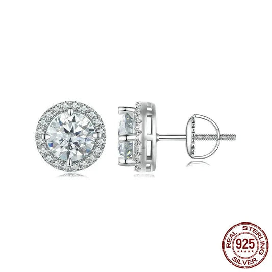 Classic Round 2 CT D Color Moissanite Stud Wedding Earrings