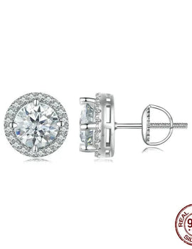 Classic Round 2 CT D Color Moissanite Stud Wedding Earrings
