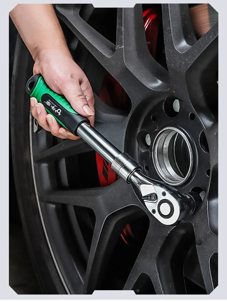 Telescopic Socket Ratchet Wrench for Automotive Repair Adjustable Head Ratchet Set 72 Tooth Quick Release Wrench Manual Tool