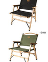 Outdoor Chair Camping Folding Portable Backrest Chair Camping Leisure Faux Wood Armrest Fishing Garden Chair