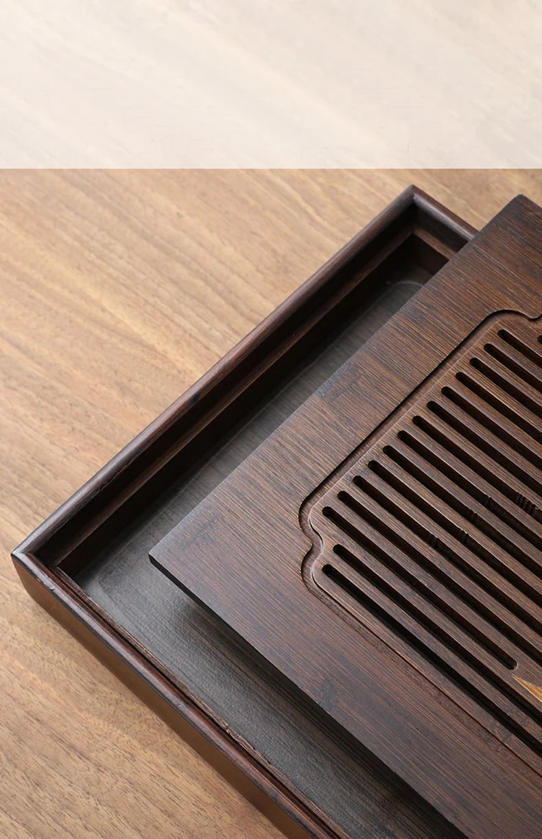 Chinese Natural Bamboo Tea Tray Water Storage Kung Fu Tea Set Household Rectangular Tea Board Chinese Tea Storage Tray