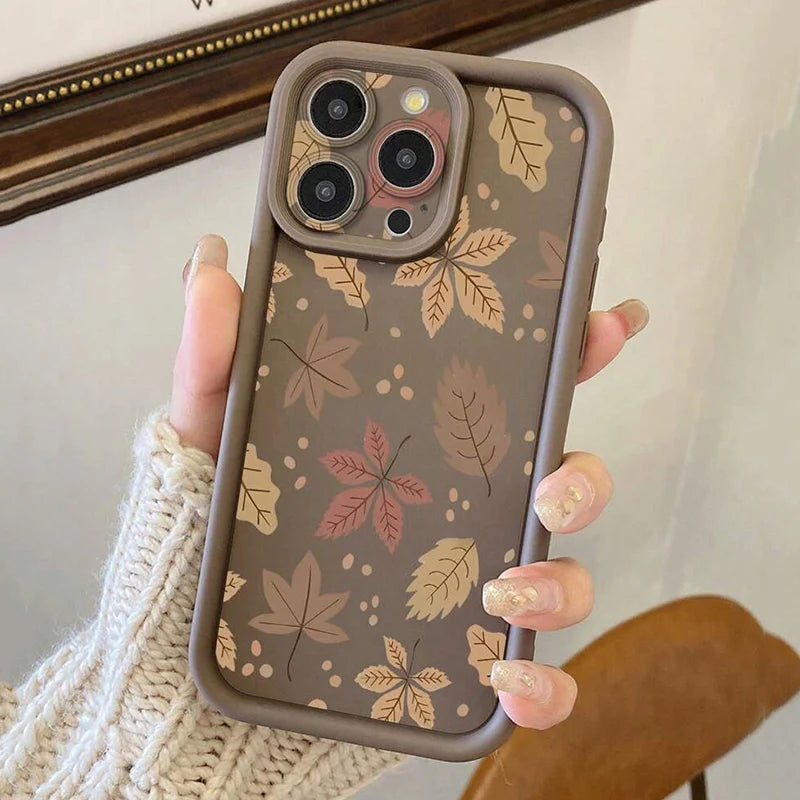 Floral Pattern Protective Camera Lens Phone Case For iPhone 17 16 14 15 Pro Max Air 16E Cover