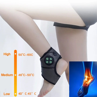 Electric Heated Ankle Support Wrap Warmer Temperature Adjustable Ankle Brace Protector for Ankle Injuries Pain Relief