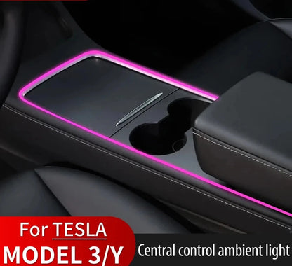 For Tesla Model Y/3 2021-2023 Center Console Dashboard Ambient Lights LED Strips Neon Lighting Center Tesla Accessories