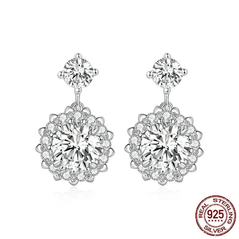 2.6 Ct D VVS Moissanite Drop Dangle Wedding Earrings