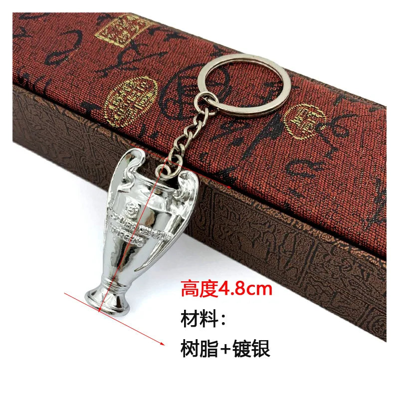 Football Trophy Metal Keychain Soccer Fan Collectible Pendant Gift