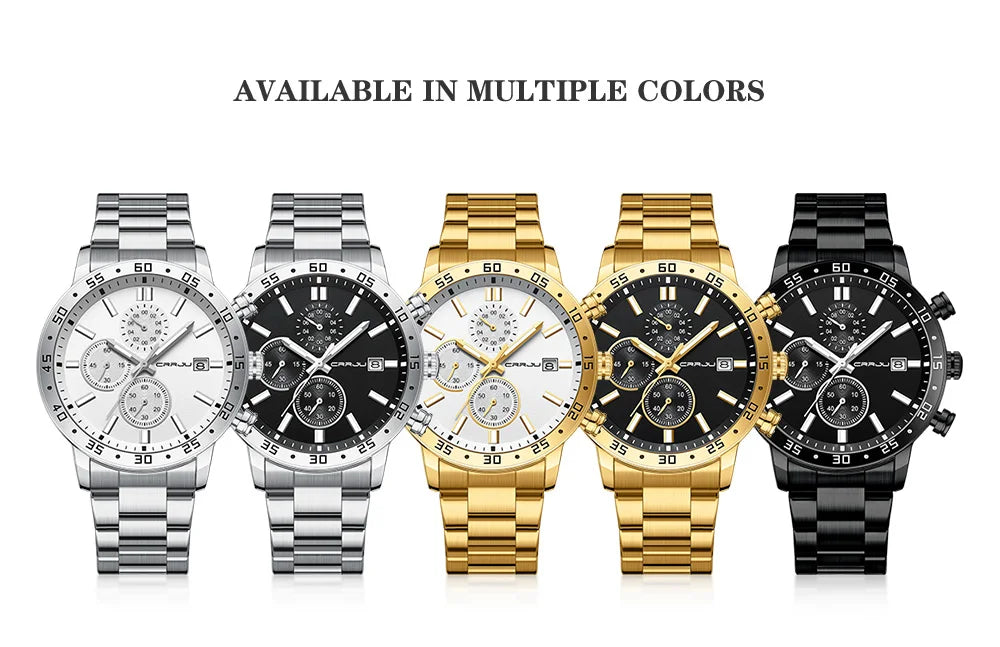 Fashion Mens Business Stainless Steel Band Quartz Watches with Calendar Chronograph Luminous Analog Wristwatch Man