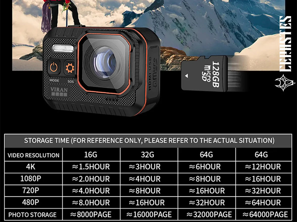 4K WiFi Action Camera with Remote Control Waterproof Sports Camera 170 Degree Wide Angle Helmet and Bicycle Recording Device