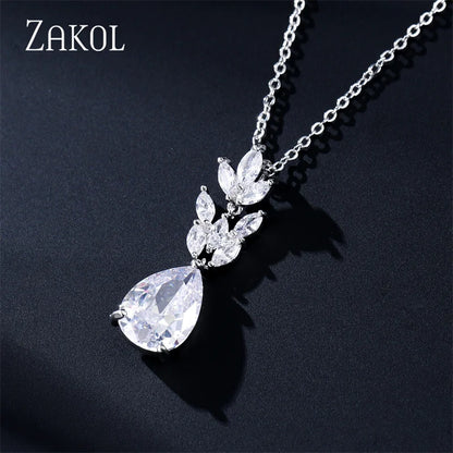 Water Drop Cubic Zirconia Pendant Necklace