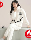 Women’s Winter Flannel Pajama Set – Thick, Soft Coral Fleece with Zipper & Oversized Fit