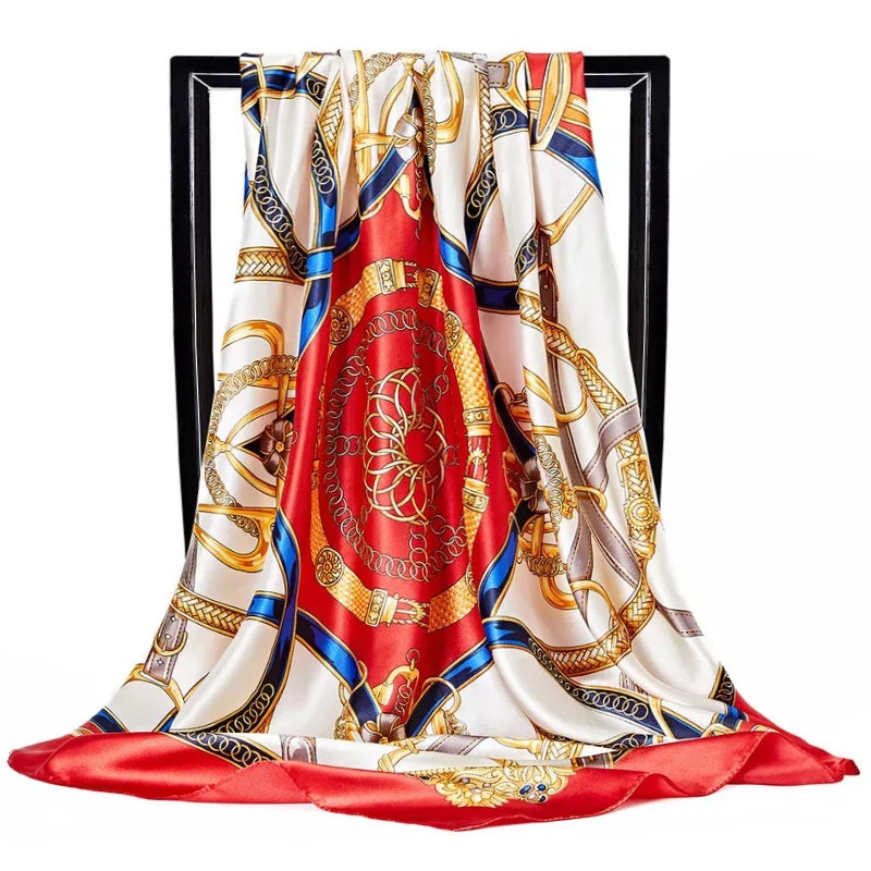 Scarves For Women Print Silk Satin Head Scarf Female Luxury Brand Square Shawl Large Hijab Scarfs