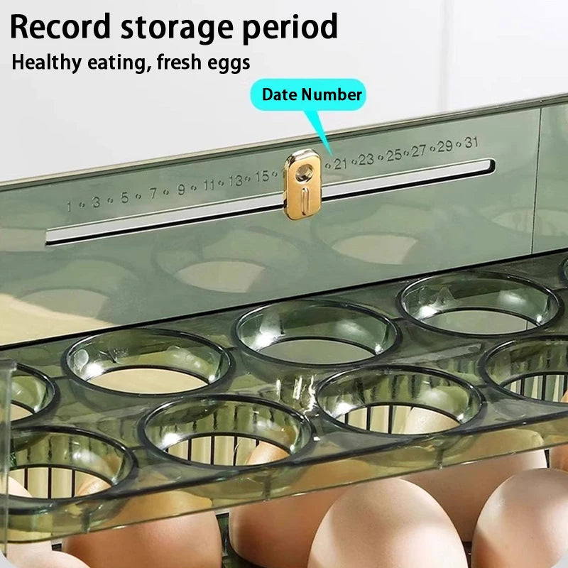Self-Rolling Egg Dispenser – 2-Layer Clear Egg Storage Bin for Fridge Door
