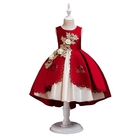 Sleeveless Floral Tulle Princess Party Dress