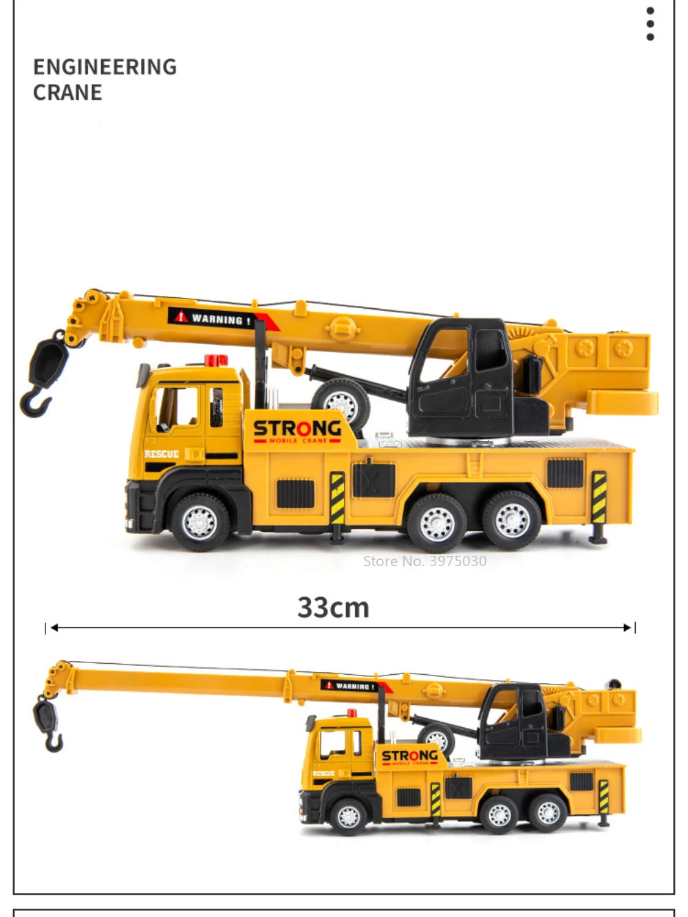 1/32 Crane Truck Alloy Car Model Diecast Metal Toy Simulation Engineering Vehicles with Sound and Light Model