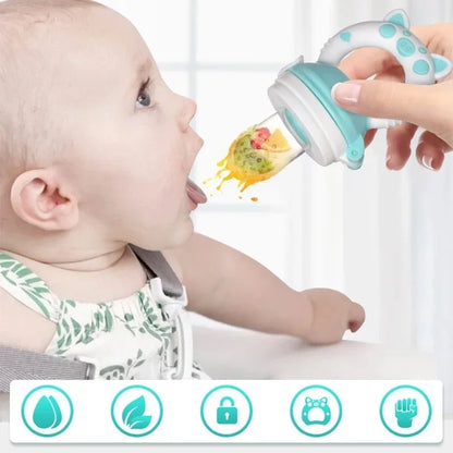 Food Grade Silicone Baby Fruit Feeder Pacifier Baby Food Mills with Cover Fresh Juice Extractor Fruit Vegetable Bite Eat Feeder