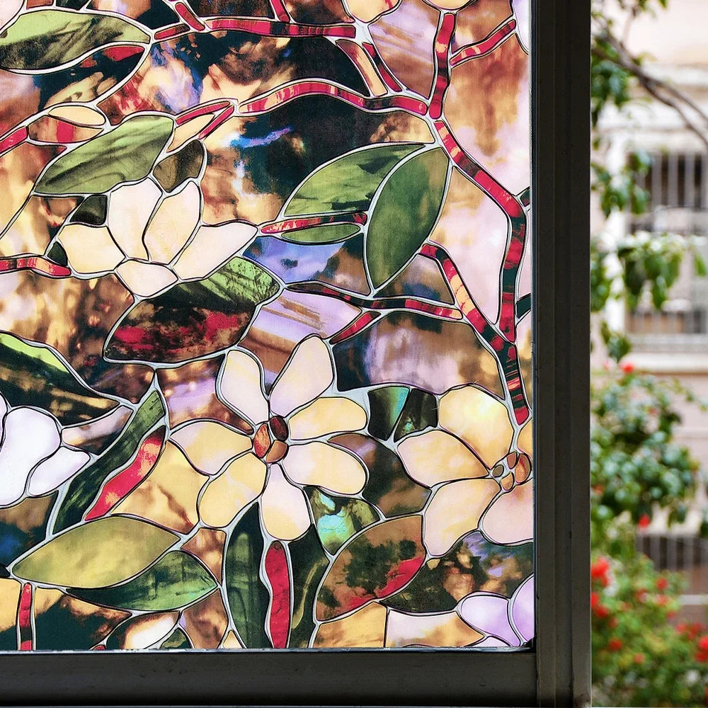 Window Film Privacy Stained Glass Film Static Cling Decorative Vinyl Removable Window Tint UV Blocking Stickers for Home Office