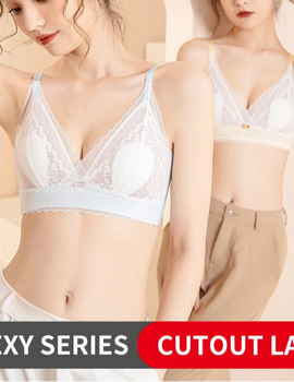 Women’s Lace Transparent Rabbit Ears Bra & Panties Set – Soft, Thin Push-Up Lingerie