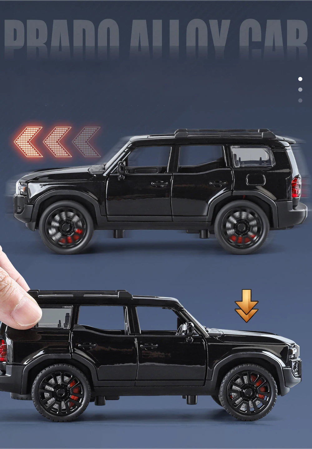 1/32 PRADO Land Cruiser Alloy Car Model Diecast Metal Off-road Vehicle Car Model Simulation Sound and Light Toy Gift