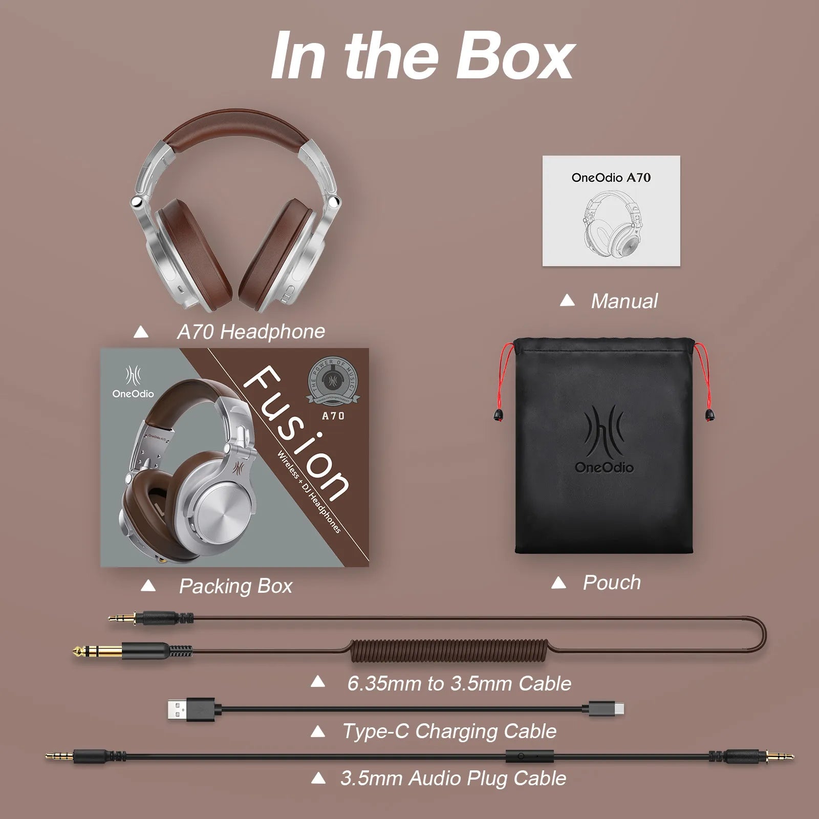 Fusion A70 Bluetooth Headphones Hi-Res Audio Over Ear Wireless Headset Professional Studio Monitor DJ HiFi Headphones